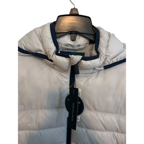 Perry Ellis Water Resistant Puffer Jacket Hood Vapor Blue Gray Size Large NWT - Picture 3 of 6